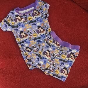 Kids Cartoon Print Pajamas - Blue and Purple